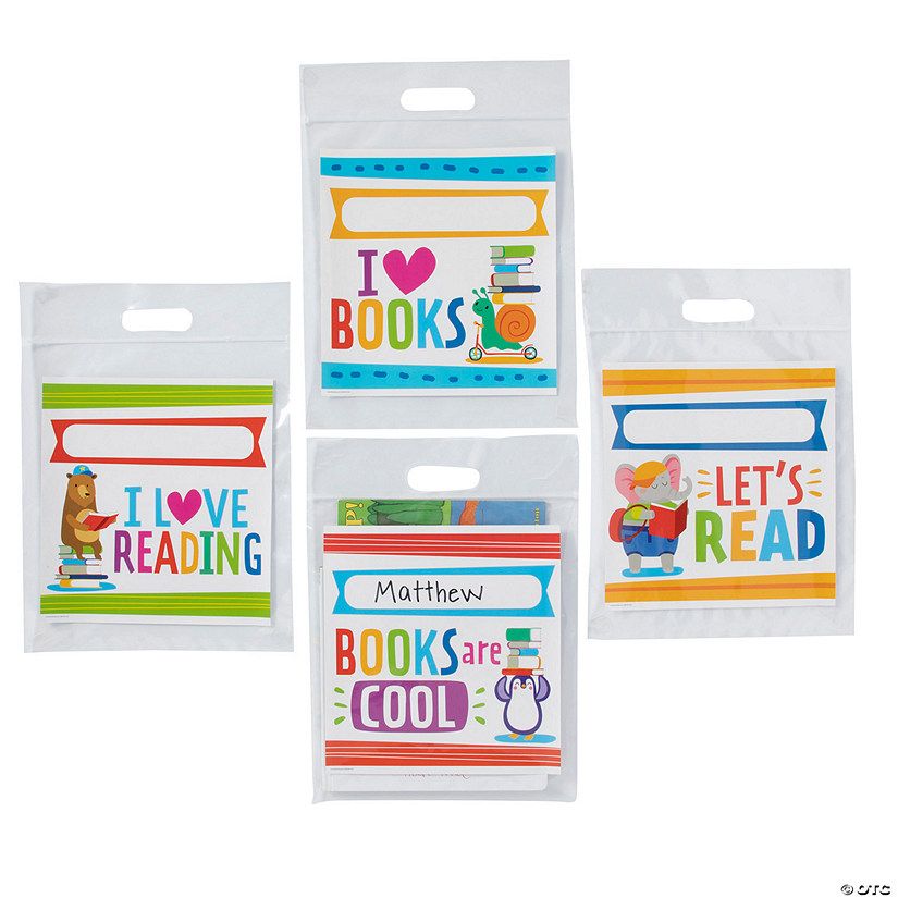10 1/2" x 14 1/4" Animal Reading Buddy Plastic Book Bags – 12 Pc. | Oriental Trading Company