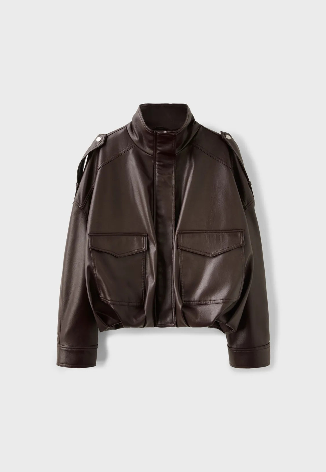 Stradivarius Blouson oversize en similicuir  Marron S | Stradivarius (FR)