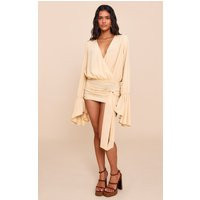 Cream Chiffon Exaggerated Sleeves Longline Blouse | PrettyLittleThing US