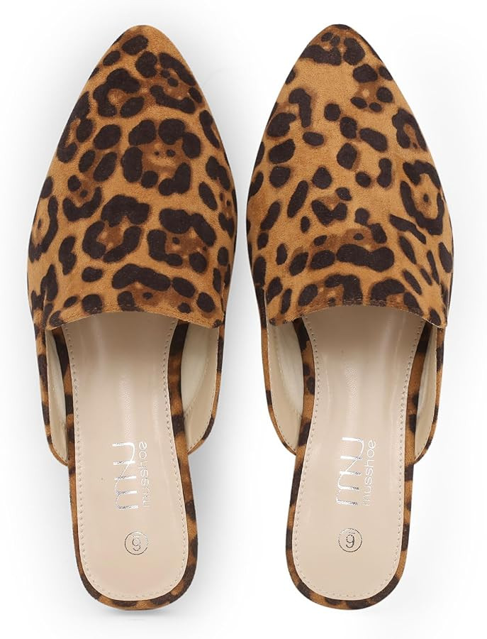 MUSSHOE Women\u2019s Pointed Toe Mule Flats: Comfortable Lightweight Slip On Backless Loafers wit... | Amazon (US)