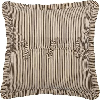 VHC Brands Sawyer Mill Charcoal Ticking Stripe Collection Farmhouse Style Pillow Cover Sham (Euro... | Amazon (US)