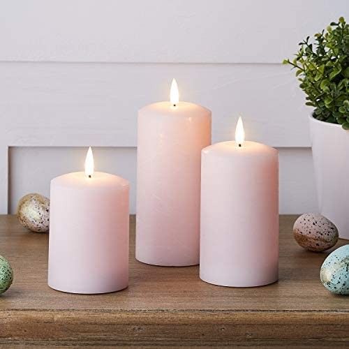 Pink Wax Flameless LED Battery Operated Pillar Candles with Rem... | Amazon (US)