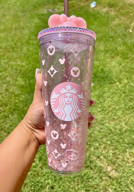 Disney Pink Starbucks Snowglobe Tumbler 24oz | Etsy | Etsy (US)