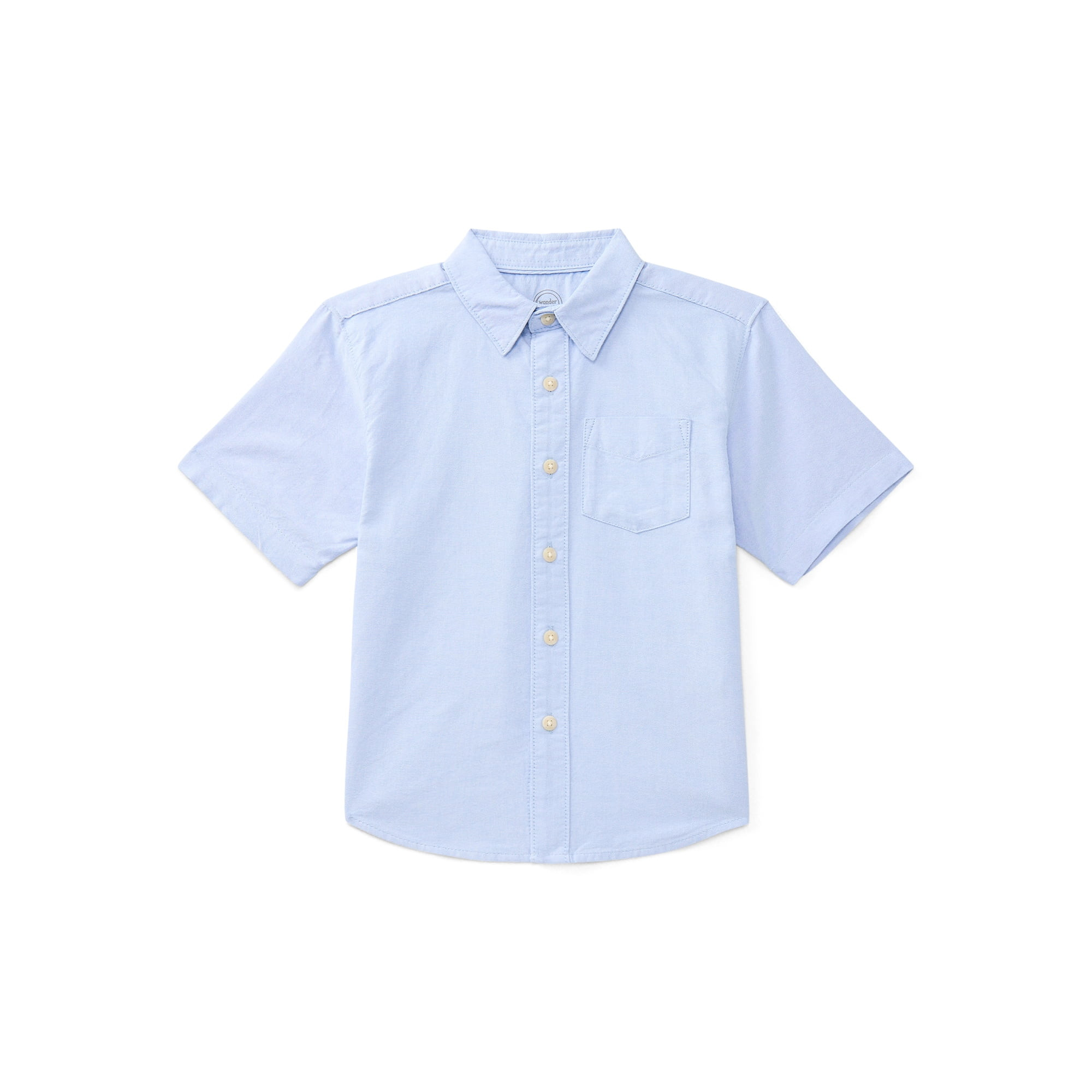 Wonder Nation Boys Cotton Button Down Shirt with Short Sleeves, Sizes 4/5-18 & Husky | Walmart (US)