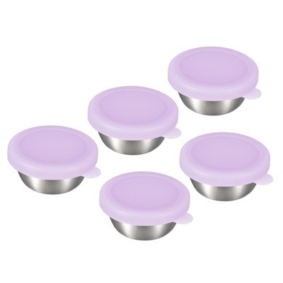 Unique Bargains Stainless Steel Condiment Container with Leakproof Silicone Lids 5 Pcs Purple | Target