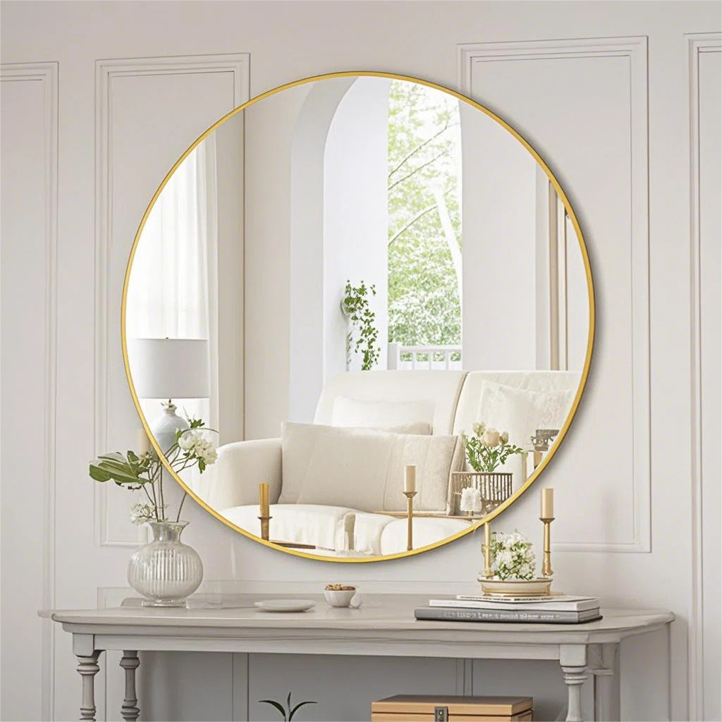 Hermien Bathroom Mirror Aluminum Alloy Wall Mirror | Wayfair North America
