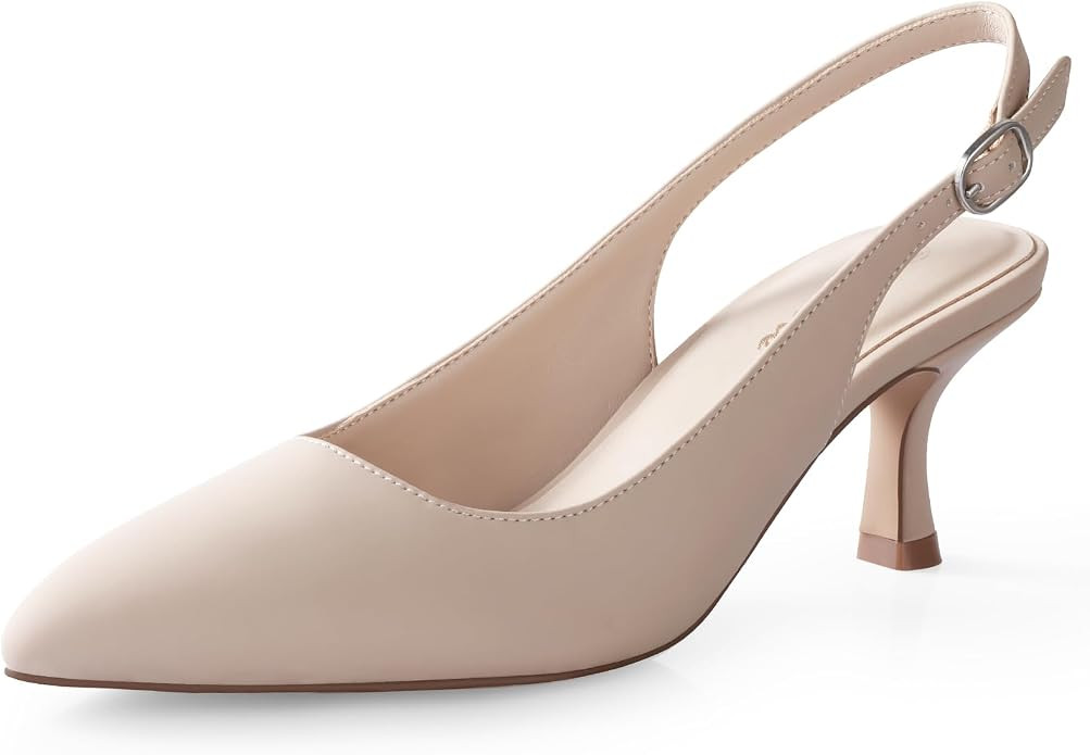 Ankis Women's Slingback Kitten Heels Closed Pointed Toe Low Heel Pumps Comfortable Dress Shoes fo... | Amazon (US)