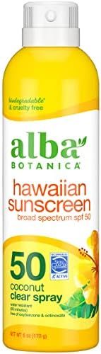 Alba Botanica Hawaiian Sunscreen Clear Spray, SPF 50, Coconut, 6 Oz | Amazon (US)