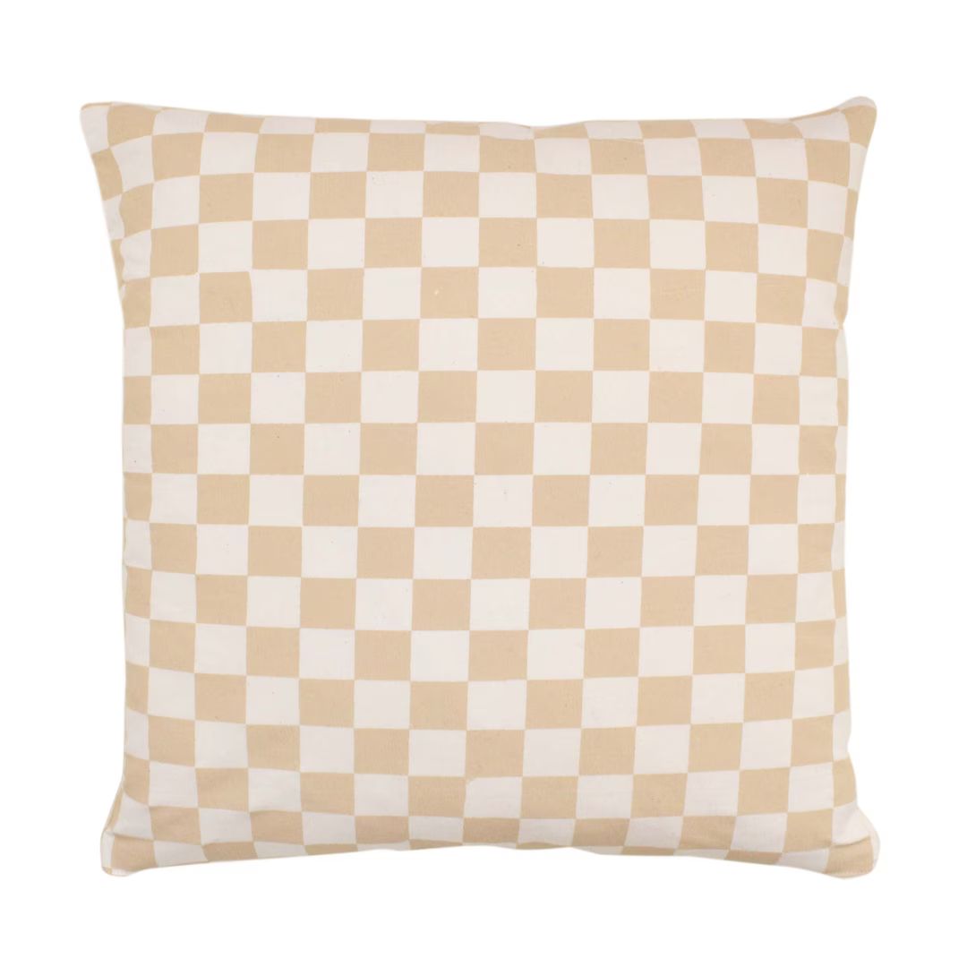 Checkered Pillow Cover Taupe Checkerboard Throw Pillow Sand Checked Cushion Tan Pillow Case 90s D... | Etsy (US)