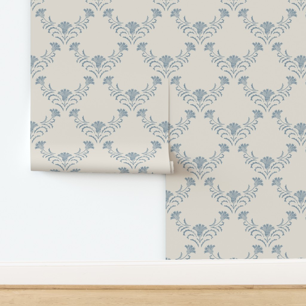 (LG) Elizabeth a French country cottage core dusty blue and alabaster off Wallpaper | Spoonflower | Spoonflower