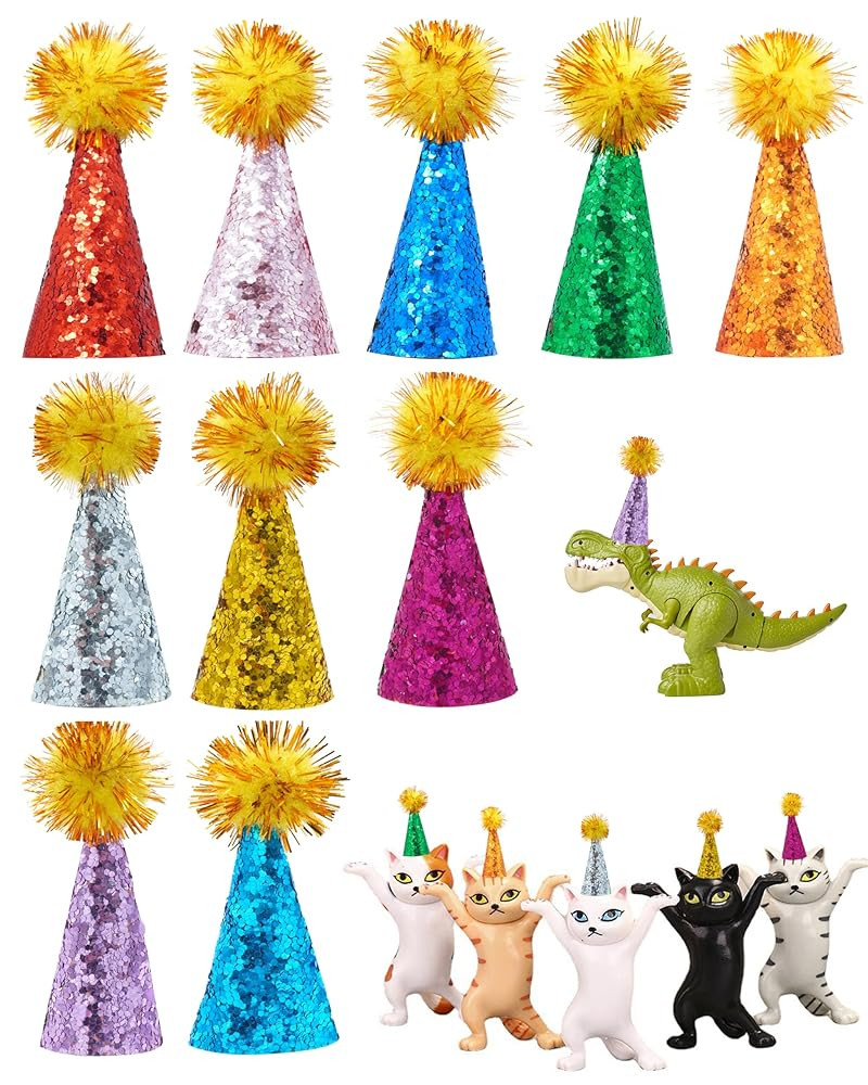 PET SHOW Mini Party Hats for Animal Figures Toys Dinosaurs Tiny Hats for Crafts Colorful Doll Hea... | Amazon (US)