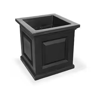 Nantucket 16 in. Square Self-Watering Black Polyethylene Planter | The Home Depot