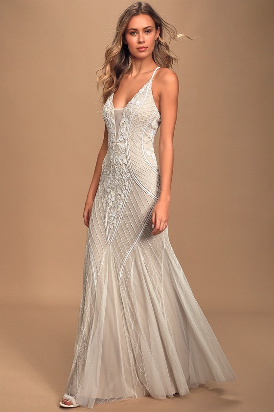 true love white beaded rhinestone maxi dress lulus