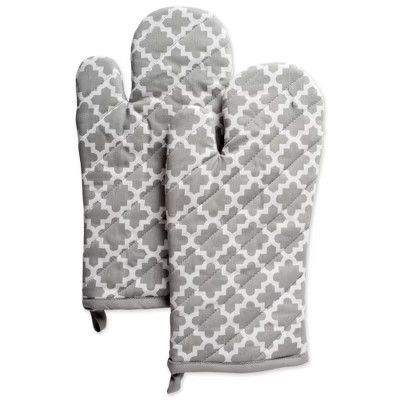 Design Imports  Printed Oven Mitt Set 2 Piece Gray 13X7" | Target