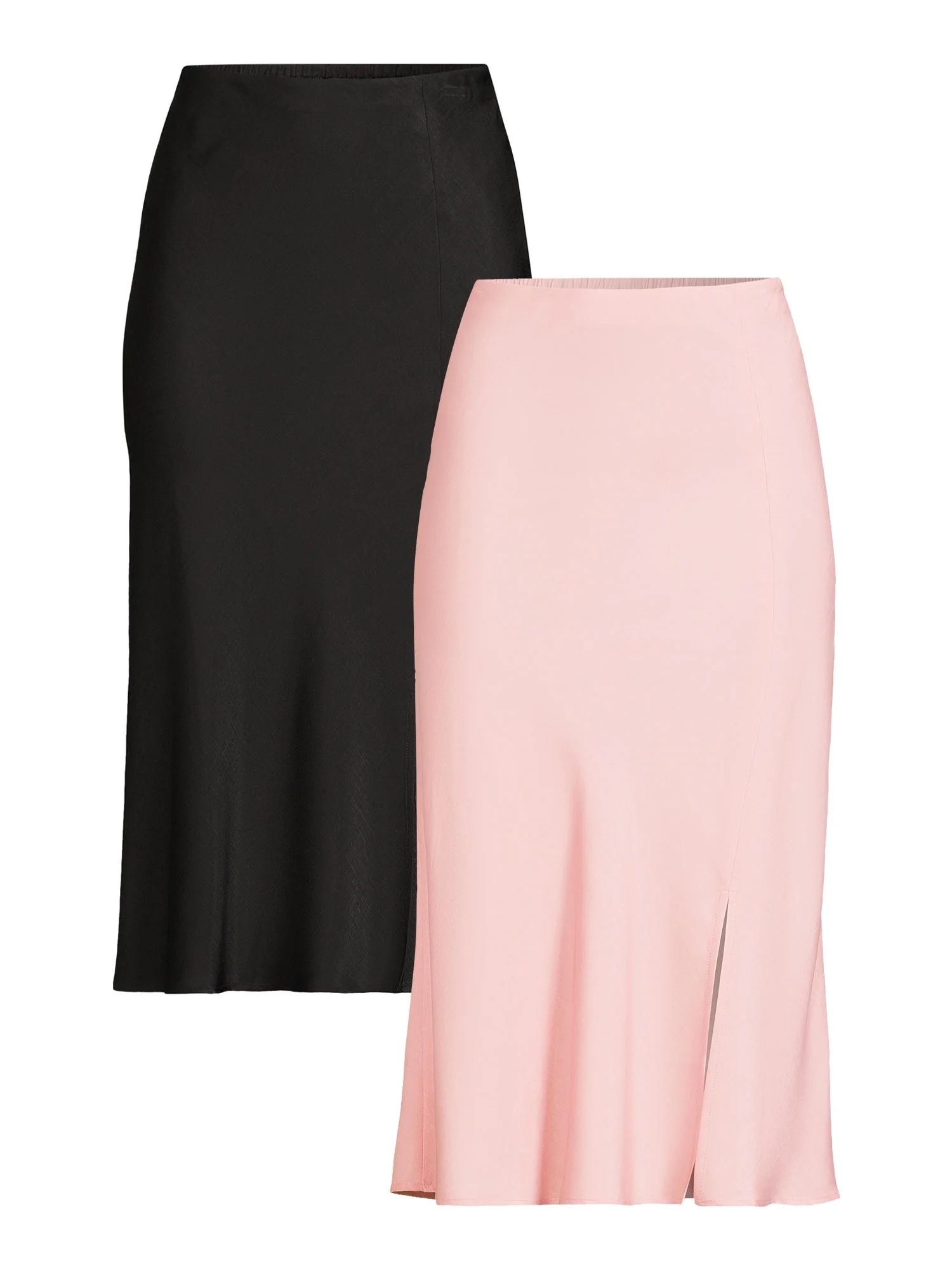 Time and Tru Women's Midi Slip Skirt, 2-Pack, Sizes XS-XXXL | Walmart (US)