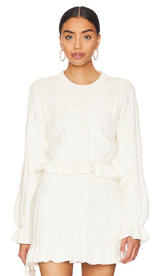 Ridley Ruffle Sweater in Cream | Revolve Clothing (Global)