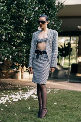 Amelie Tweed Midi Skirt / Houndstooth | MESHKI | XXS | MESHKI US