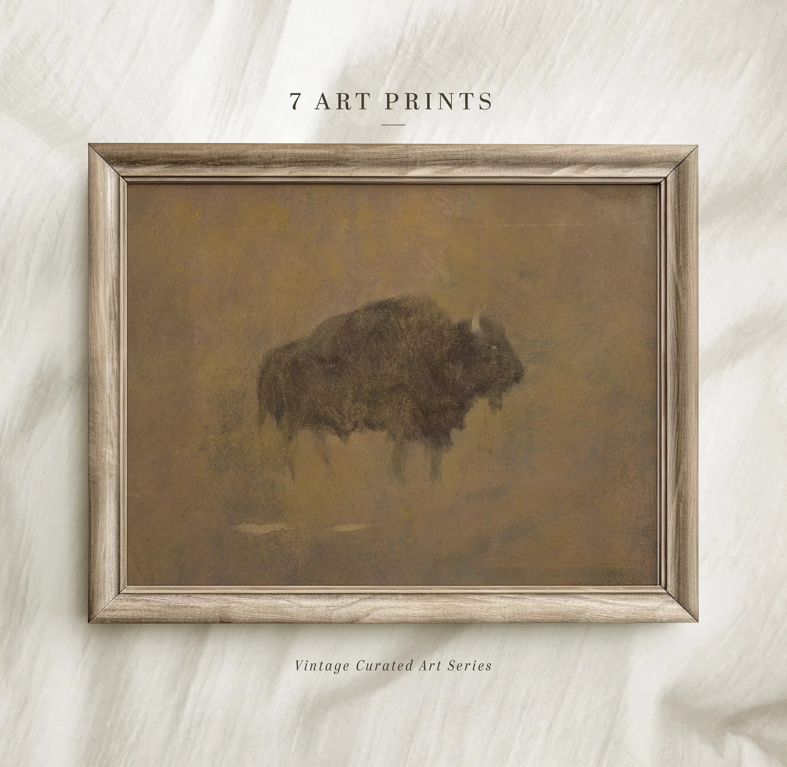 Vintage Bison Art Print: Brown Tones Farmhouse Decor (digital Download) - Etsy | Etsy (US)