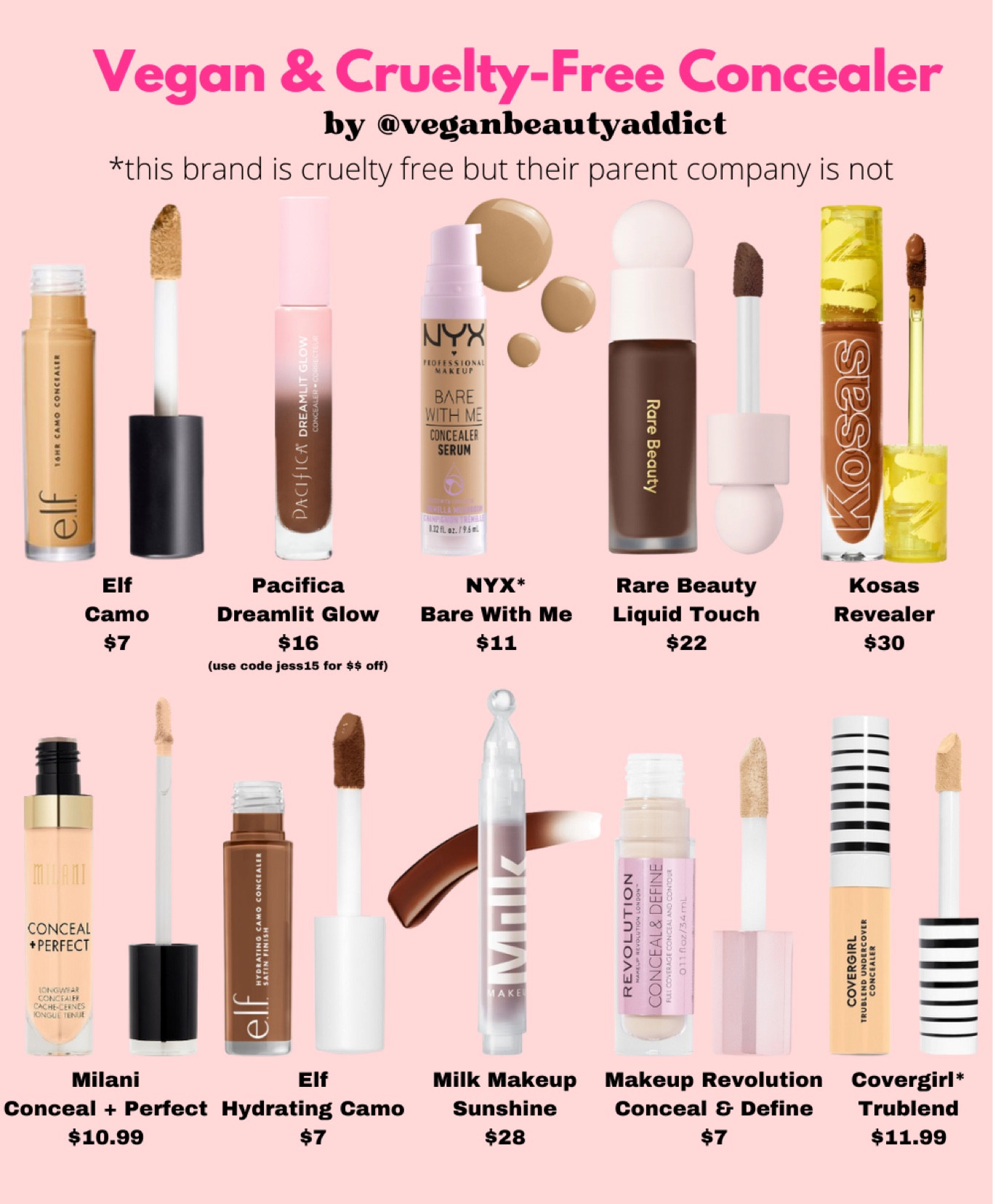 Vegan & Cruelty Free Concealer 🐰🌱

Elf, Pacifica, NYX, Rare Beauty, Kosas, Milani, Milk Makeup, Makeup Revolution, Covergirl, Cruelty Free Makeup, Vegan Makeup, Beauty, Sephora, Ulta

#LTKbeauty #LTKunder50 #LTKunder100