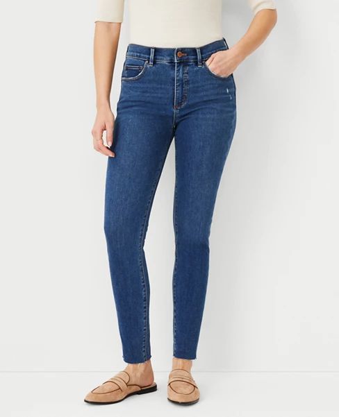 Sculpting Pocket Mid Rise Skinny Jeans in Mid Stone Wash | Ann Taylor (US)