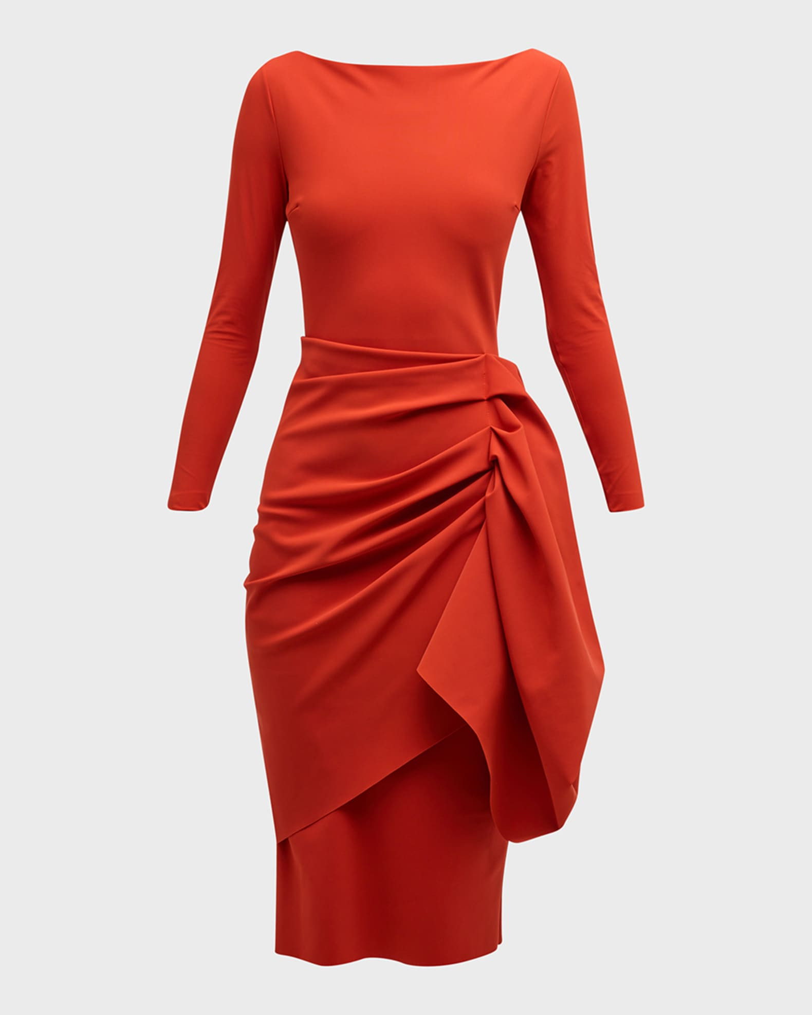 Hypnos Draped Bateau-Neck Bodycon Midi Dress | Neiman Marcus