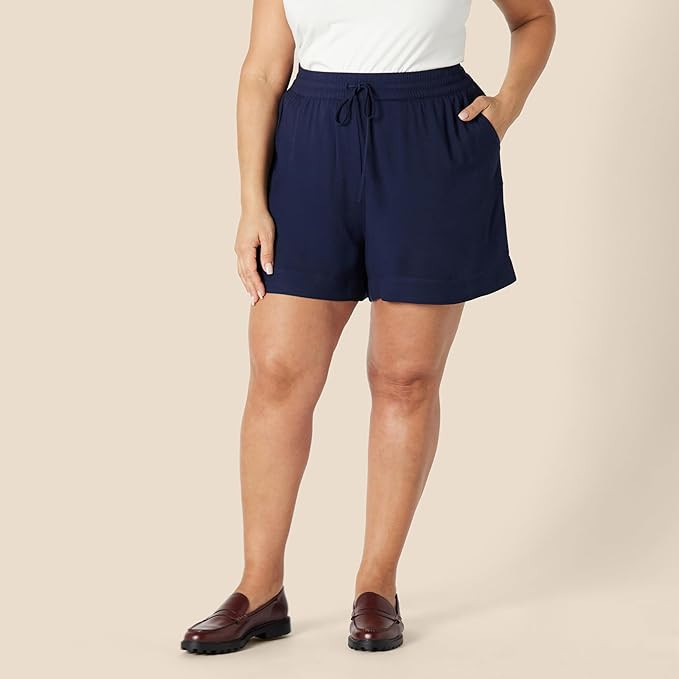 Amazon Essentials Women's High-Rise Relaxed-Fit Fluid Twill Pull-On Short (Shirt Sold Separately) | Amazon (US)