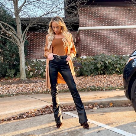 If in doubt, go with leather pants!🖤…for the weekend, for a date, for Thanksgiving, etc.
Faux leather, casual outfit, casual style, casual fashion, date night outfit, thanksgiving outfit, weekend outfit, chic, chic outfit , coated jeans, animal print, 

#LTKunder100 #LTKunder50 #LTKstyletip