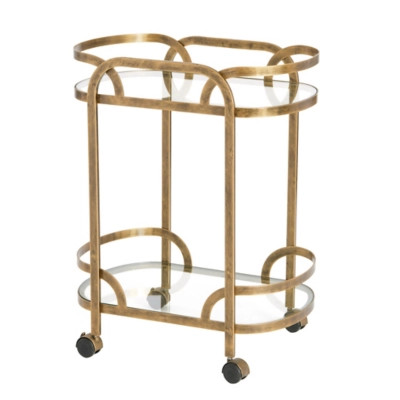 Creative Co-Op Olympus Oval Bar Cart, Gold | Ashley Homestore