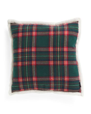 20x20 Plaid Pillow With Faux Fur Back | TJ Maxx