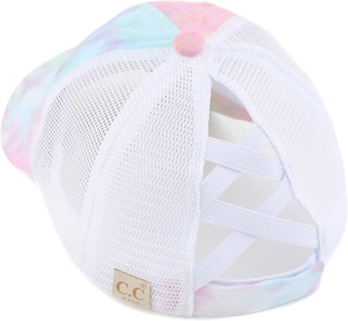 Funky Junque Girl's Criss Cross Hat Messy Bun High Ponytail Kids Baseball Cap | Amazon (US)