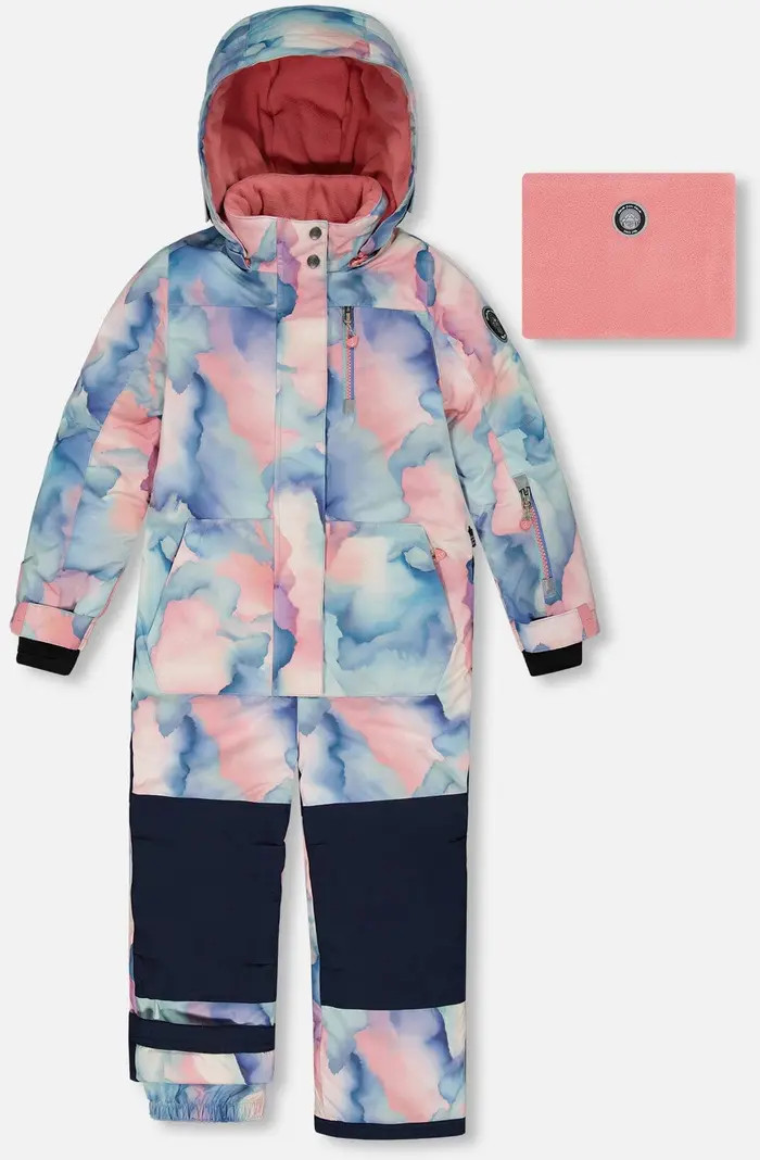Deux par Deux Girl's One Piece Snowsuit Printed Pastel Watercolor | Nordstrom | Nordstrom