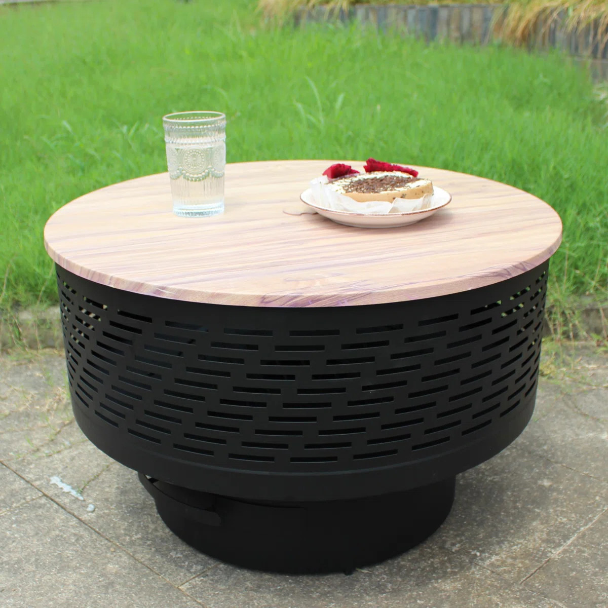 Outdoor Fire Pit with Grill, Fire Pit Table with Lid | Wayfair North America