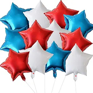 18 Pieces 18 Inches Red White Blue Stars Balloons, USA Themed Aluminum Foil Balloons for 4th of J... | Amazon (US)