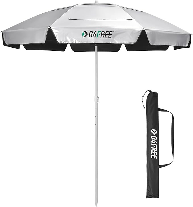 G4Free UPF 50+ 6.5ft Beach Umbrella with Sand Anchor UV Protection Portable Sun Shade Umbrella 6.... | Amazon (US)