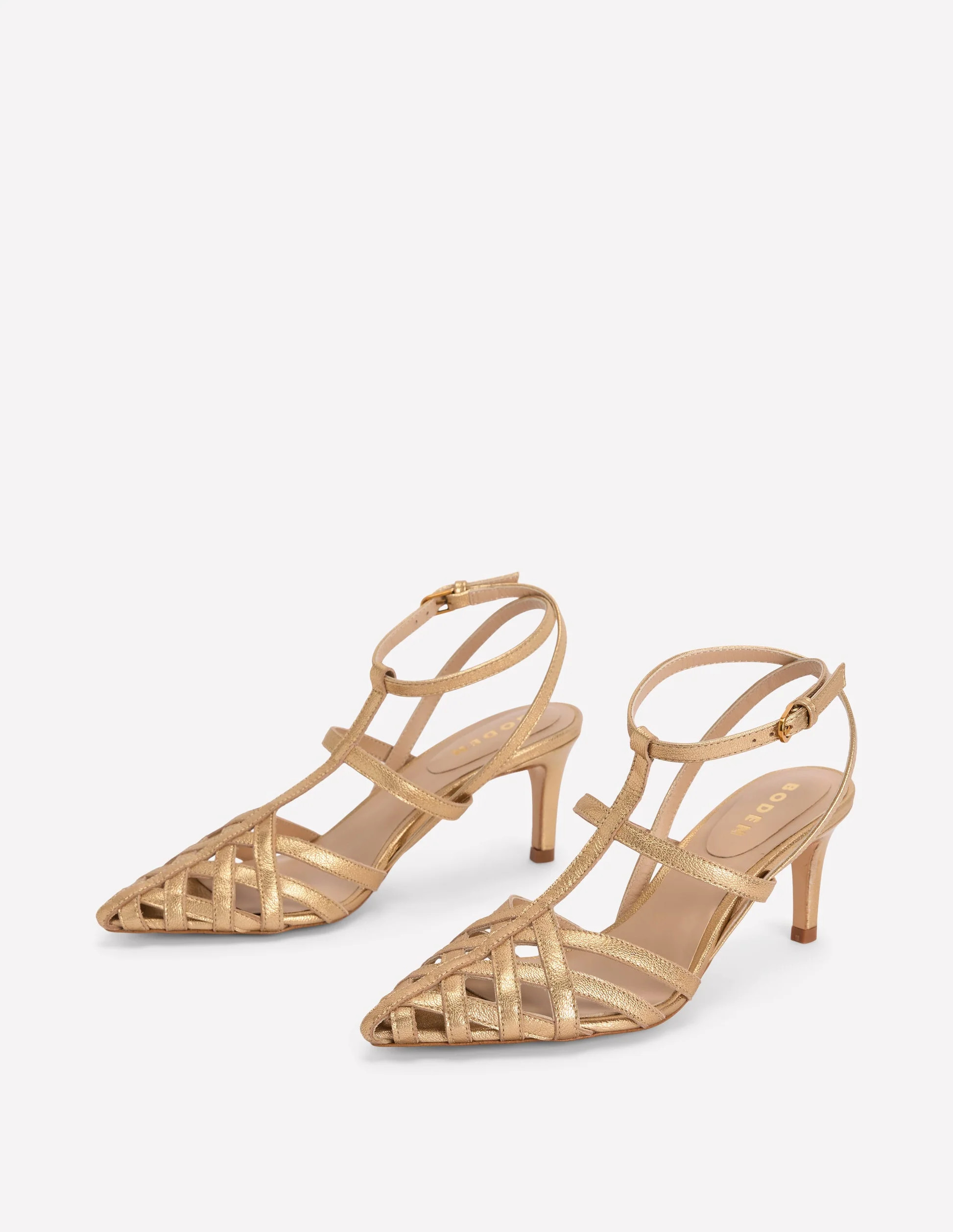 Cage Front Heels-Gold | Boden UK