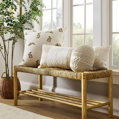 Bench with Woven Frame Light Brown - Threshold™ designed with Studio McGee: Ash Frame, Rectangle Shape, No Upholstery | Target