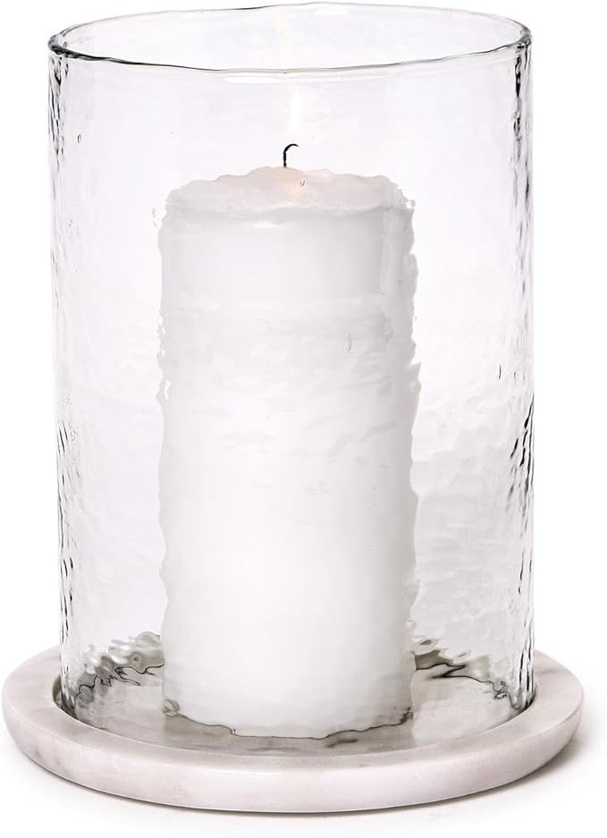 Two's Company Marble Tabletop Hurricane Candle Holder, 9-Inch, Glass, Clear | Amazon (US)