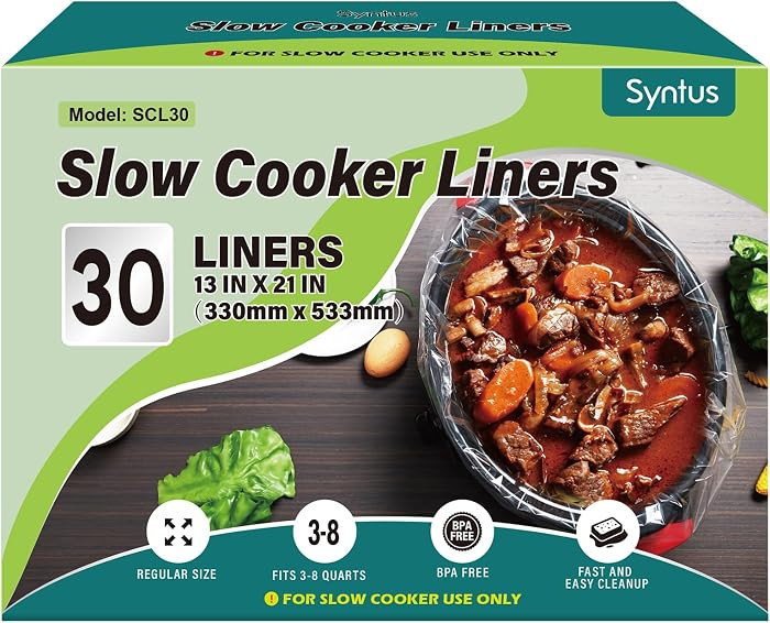 Syntus Slow Cooker Liners, 30 Count Cooking Bags Large Size Disposable Pot Liners Plastic Bags, F... | Amazon (US)