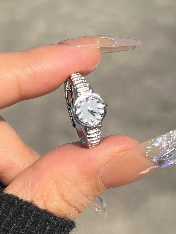 1 Piece Fashion Unique Design Silvery Fake Watch Rings For Girls Gift ,Decoration Watch Rings For... | SHEIN