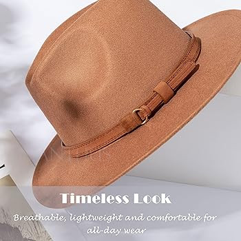 Lisianthus Men & Women Vintage Wide Brim Fedora Hat with Belt Buckle | Amazon (US)