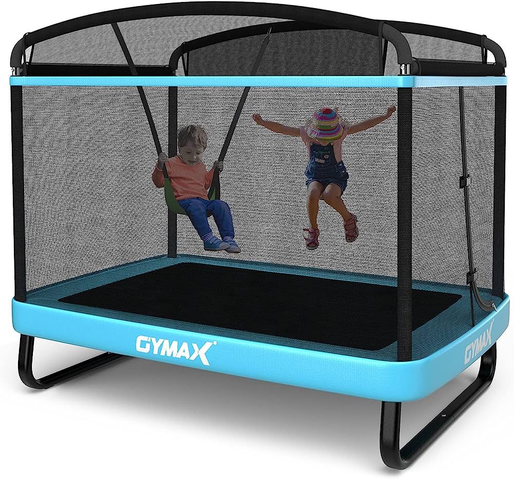 GYMAX 6FT Kids Trampoline with Swing, ASTM Approved Rectangle Recreational Trampoline with Enclos... | Amazon (US)