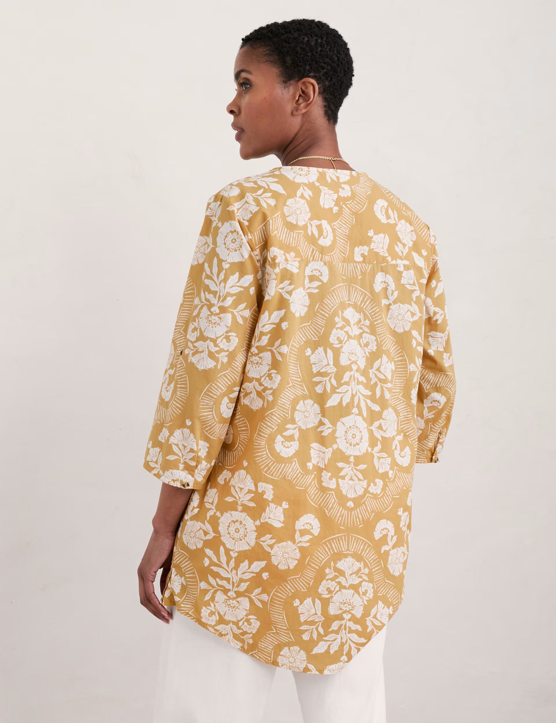 Pure Cotton Floral Notch Neck Tunic | Marks & Spencer (UK)