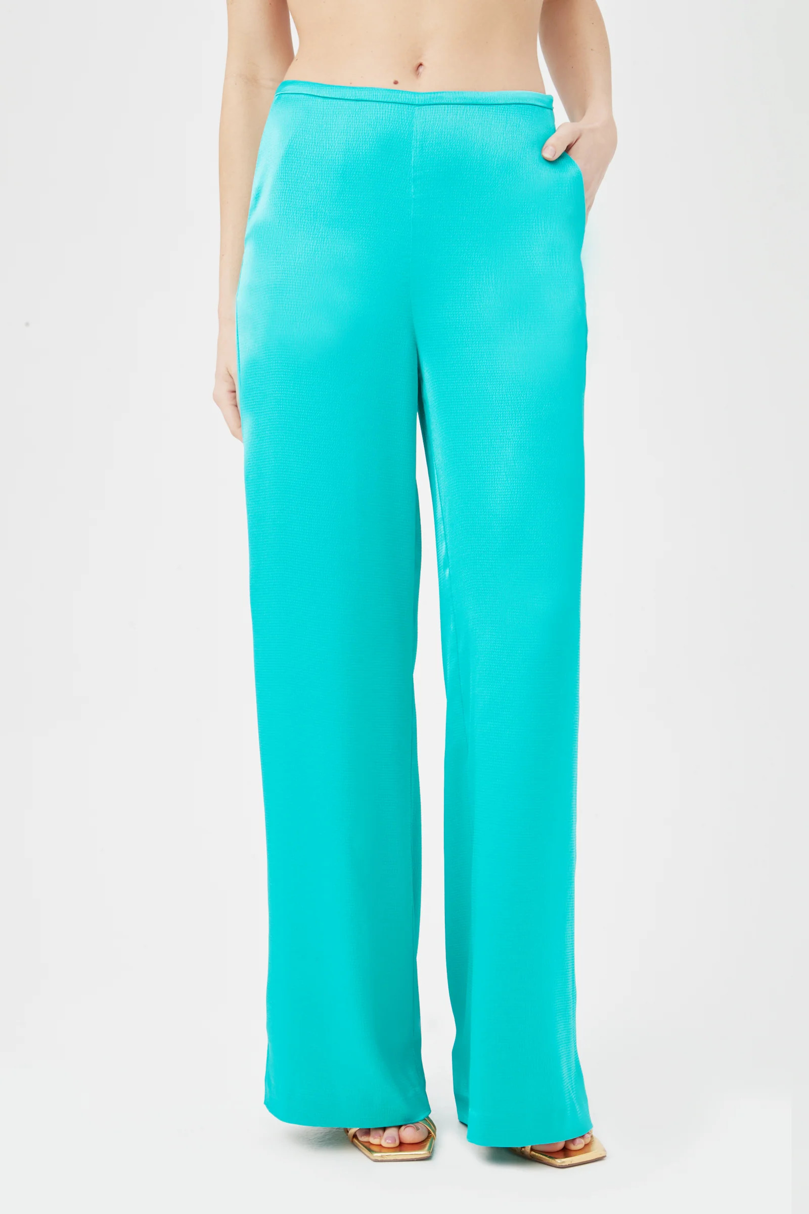 Tavia Wide-Leg Pant - Hammered Satin | Trina Turk