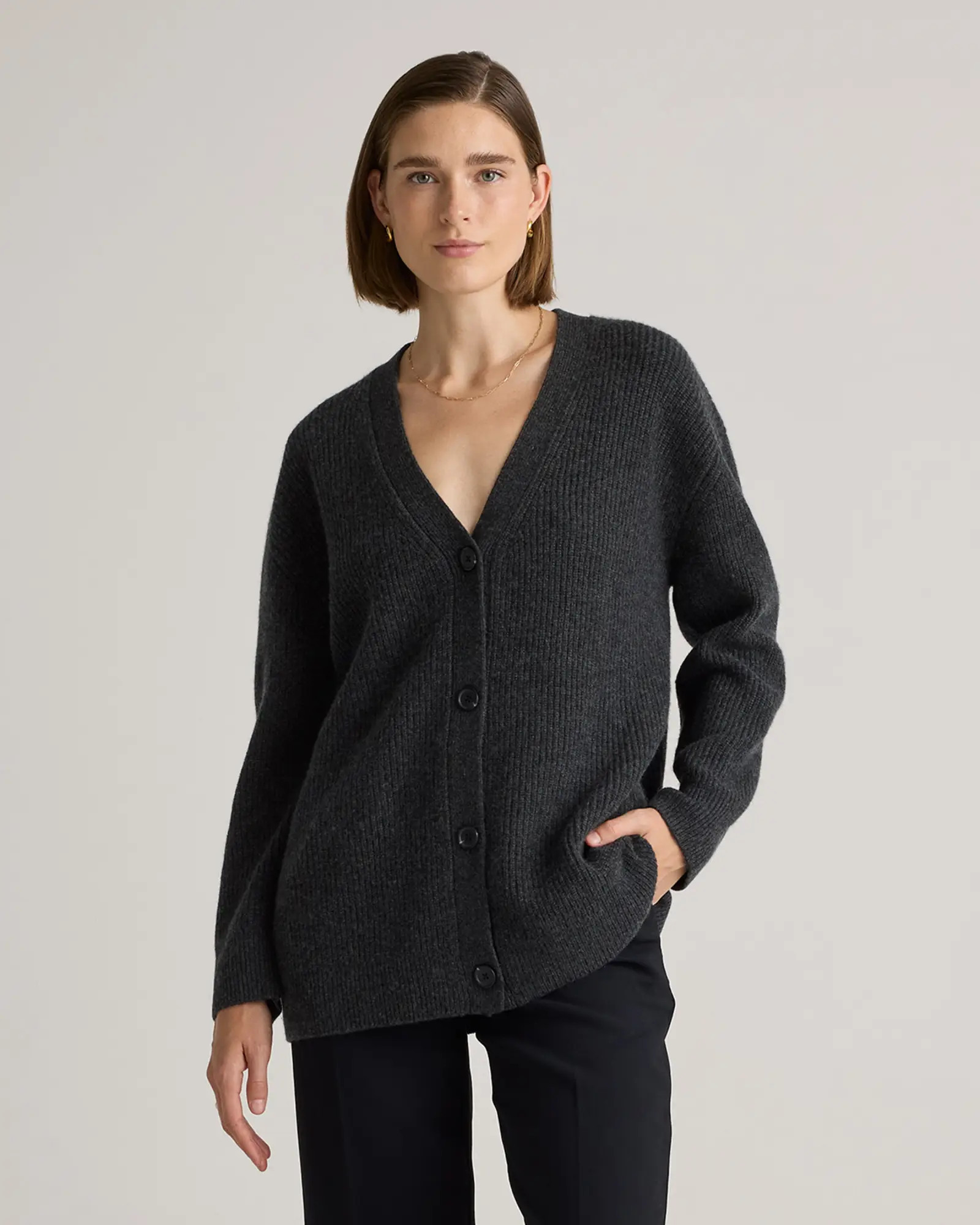 Mongolian Cashmere Oversized Boyfriend Cardigan Sweater | Quince