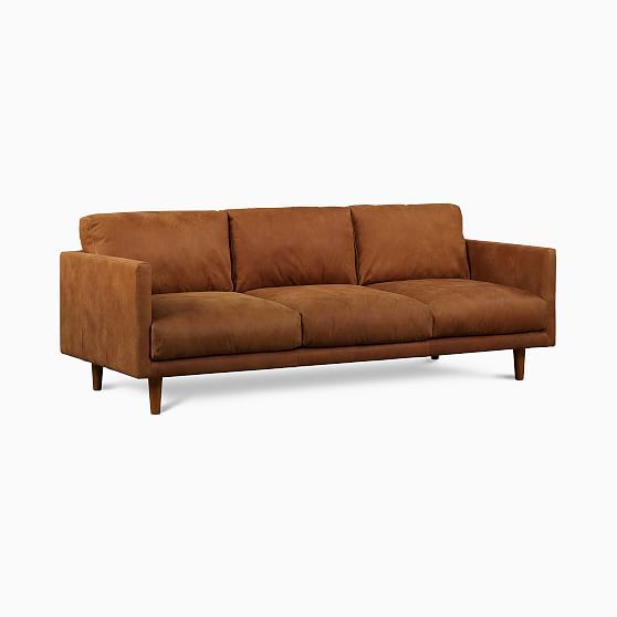 Rylan Sofa,Tan,Outback Leather,Almond | West Elm (US)