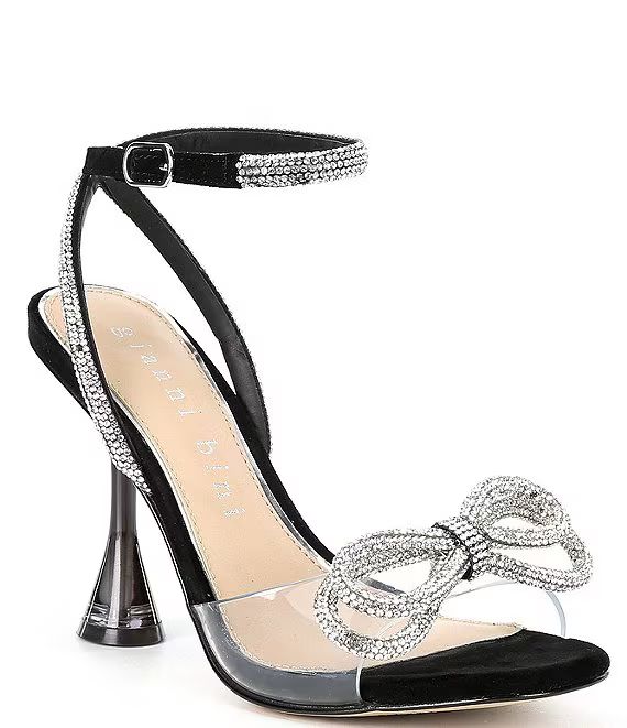 Haydn Clear Rhinestone Bow Ankle Strap Dress Heels | Dillard's