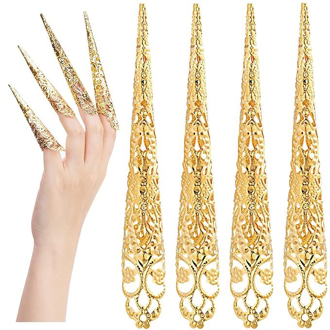 ANCIRS 10 Pack Finger Nail Tip Claw Rings, Ancient Queen Costume Fingertip Claw Nail Rings Decora... | Amazon (US)