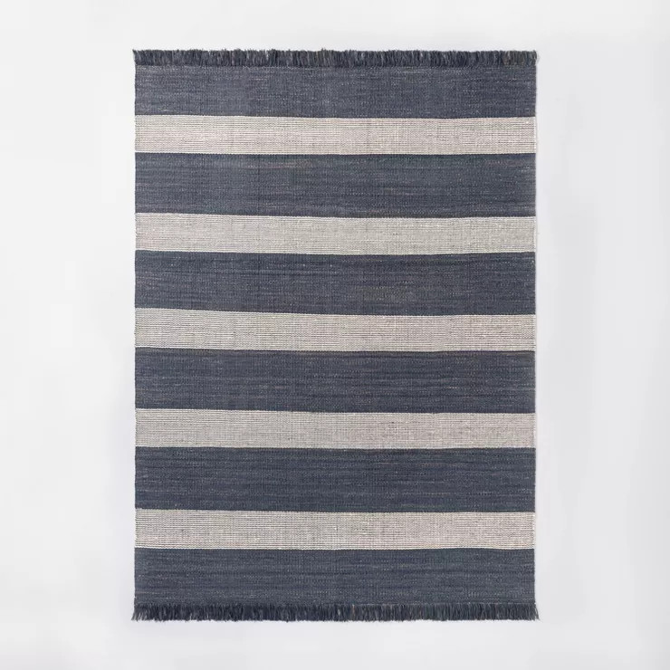 Highland Striped Jute/Wool Area Rug Blue - Threshold™ designed with Studio McGee | Target
