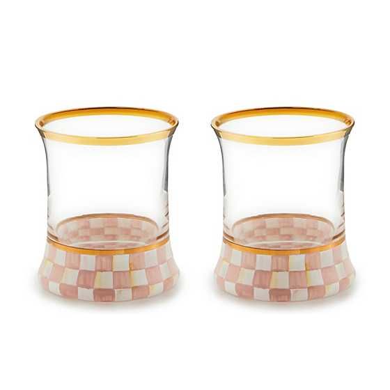 Rosy Check Tumbler Glass, Set of 2 | MacKenzie-Childs
