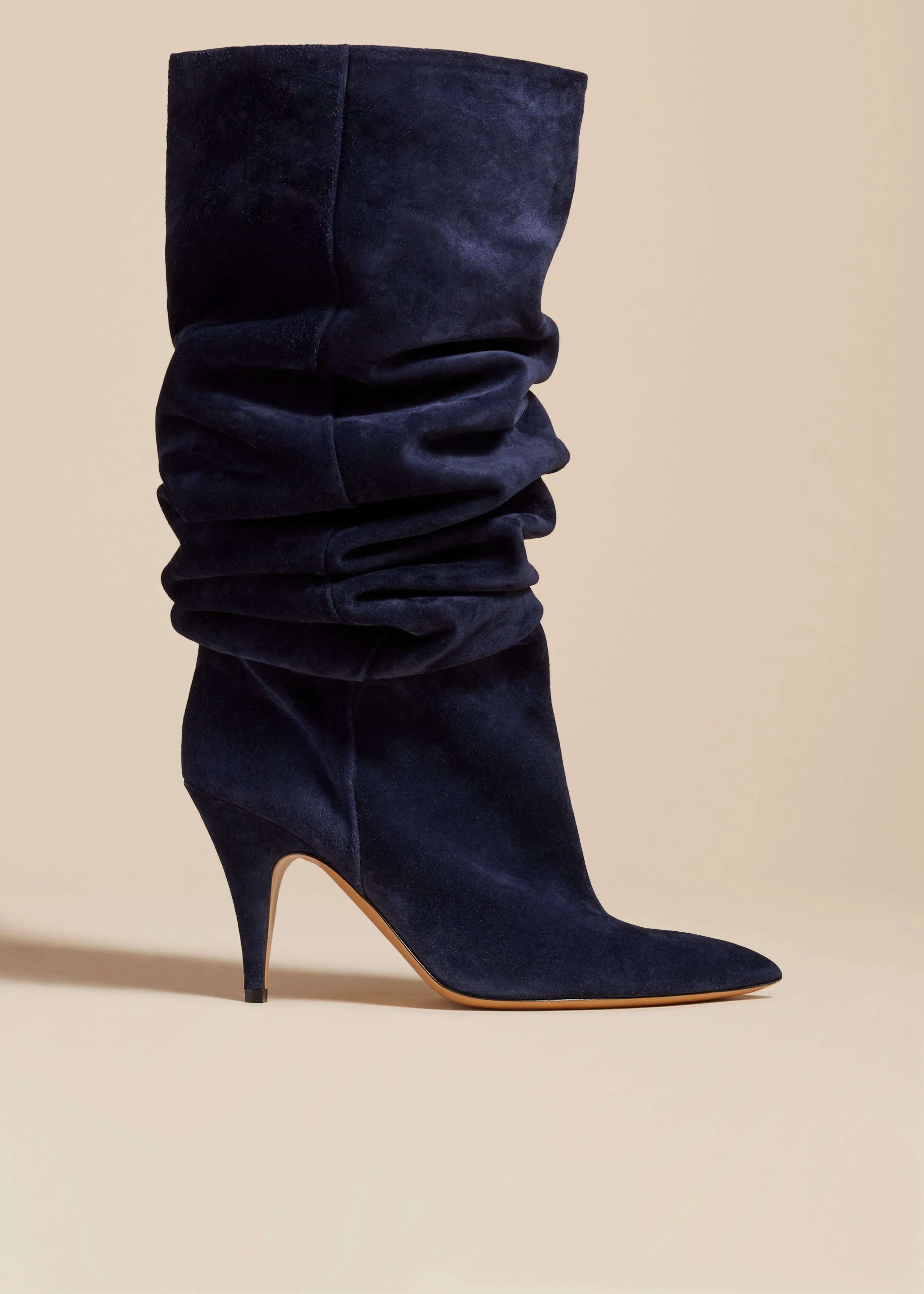 KHAITE - The River Knee-High Boot In Midnight Suede | Khaite